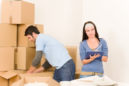 Modern moving truck transporting furniture